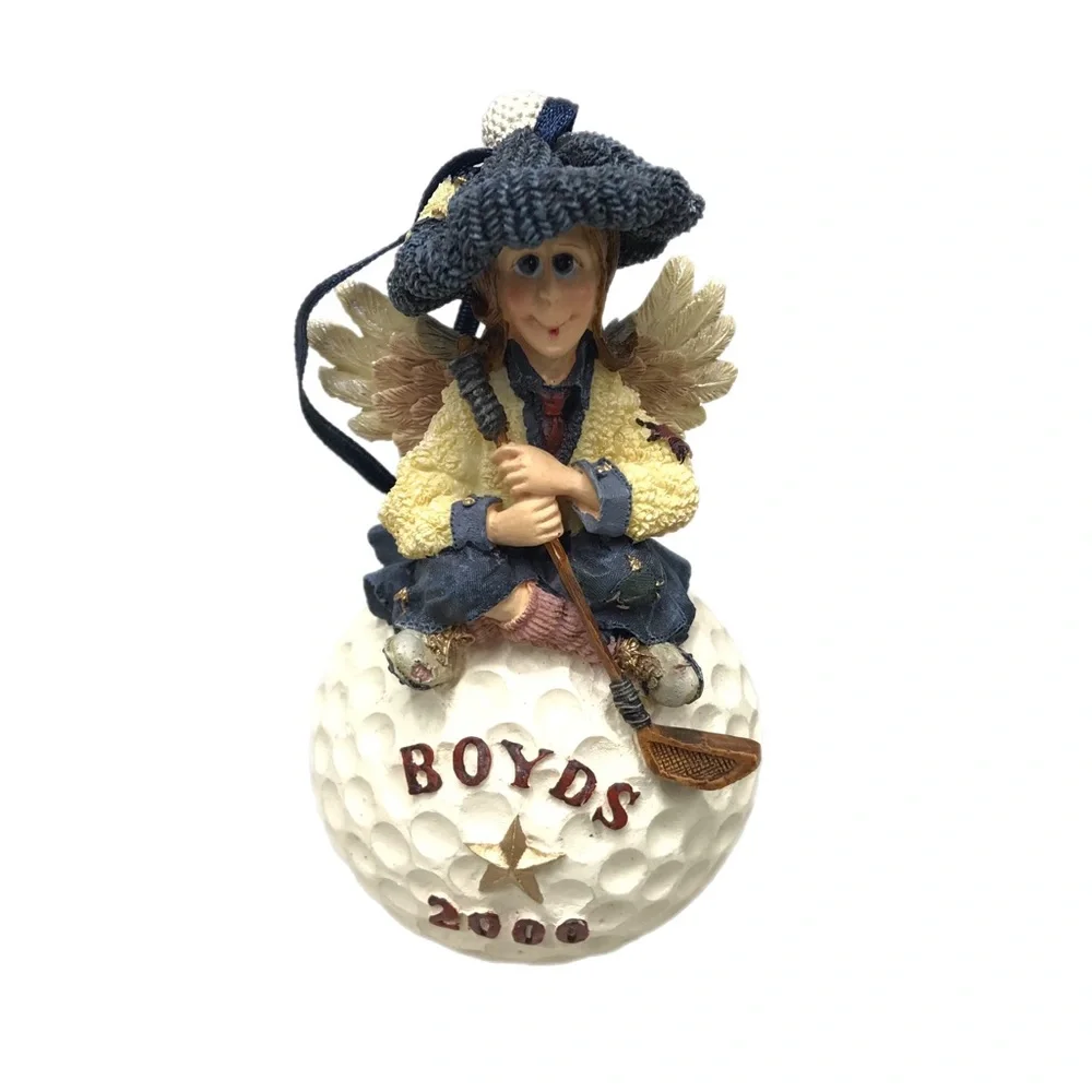 Boyds Bears‎ Birdie .. Fore! 20th Anniversary Handmade Ornament Golf Angel w/Box